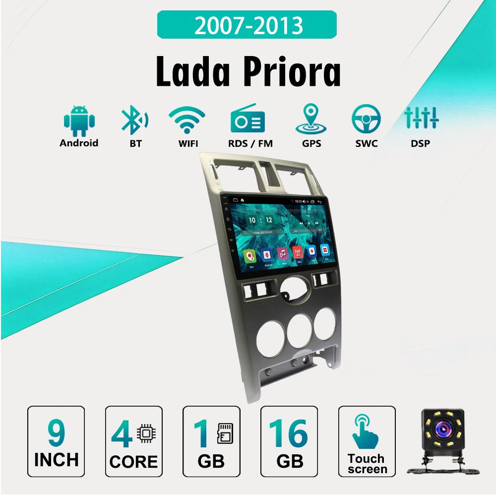 2Din Android Car-Play Car Radio,Lada Priora 2007-2013,Multimedia Player Head Unit Stereo GPS Navigation BT WIFI,1+16GB