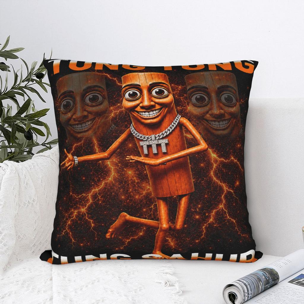 Tung Tung Tung Sahur is Calling Funny Viral Dance Meme Pillow Cover Fashion Pillow Case For Living Room Chair Soft Pillowcases