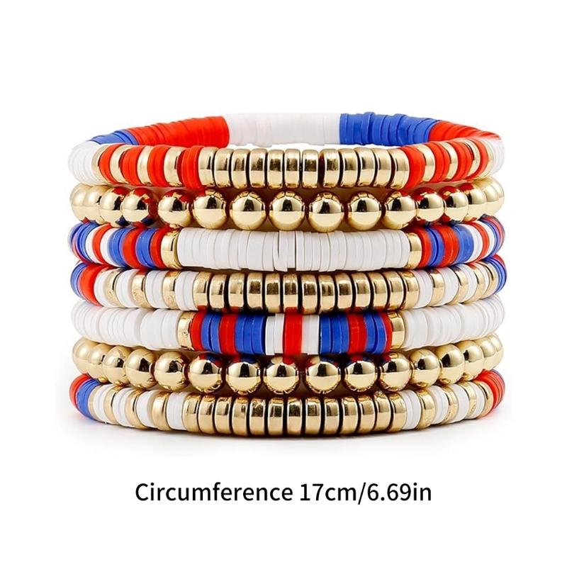 Fashion Colorful Beaded Bracelet Elastic Bracelet Soft Clay Stacking Bracelet Suitable for Casual and Party Wear