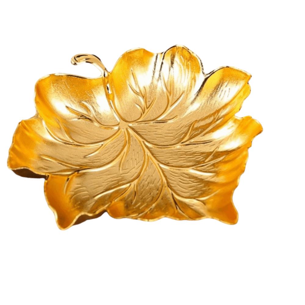 Zinc Alloy Jewelry Dish Golden Jewelry Organizer Tray Leaf Shaped Tray for Earrings