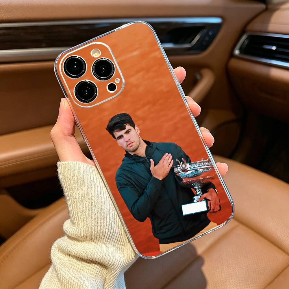 Funda de Teléfono de Tenis C-Carlos -A-Alcaraz Para iPhone17,16,15,14,13,12,11 ,Pro Max, Plus Cubierta Transparente de Silicona Suave