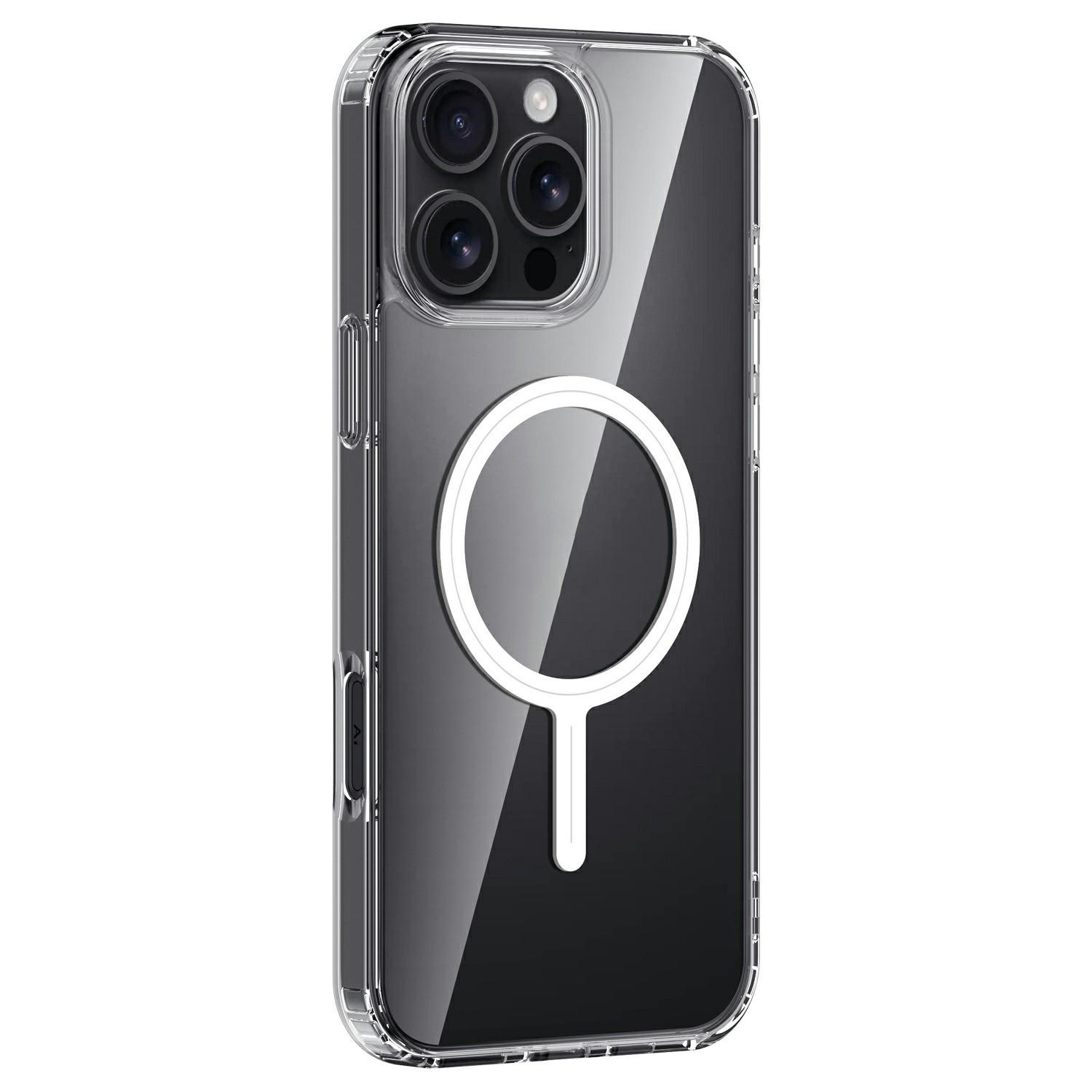 

For iPhone 16 Pro Max Magnetic Case TPU+Acrylic Clear Phone Back Cover A