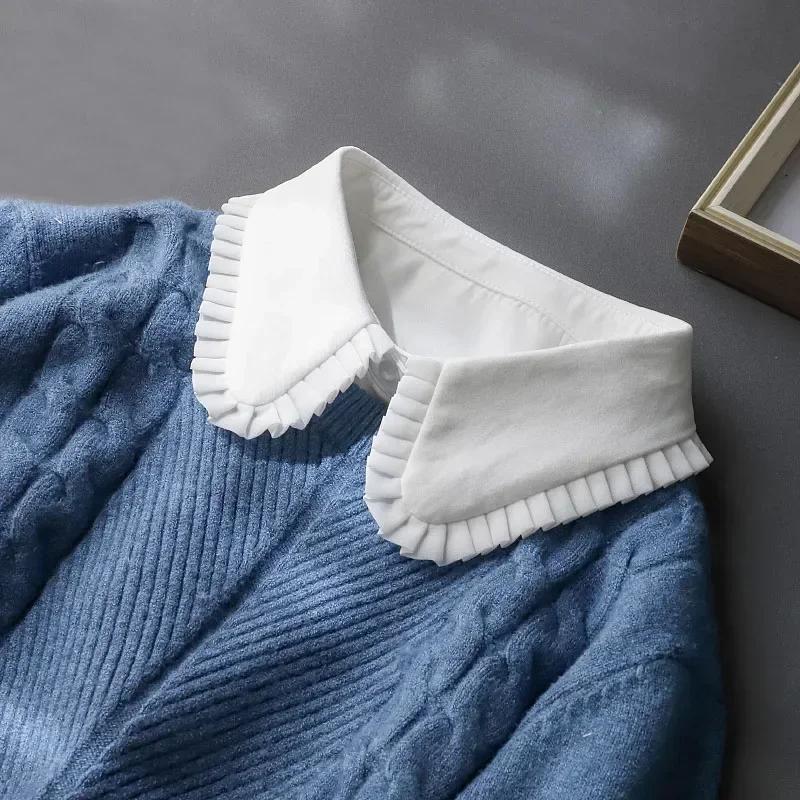 Lace Novelty Fake Collar for Women Shirt Front Ties Detachable Collar Stand Dress Sweater Girls False Collar