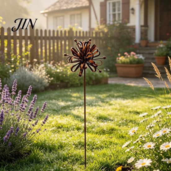 Decorative Outdoor Ground Stakes Iron Garden Stake Decor, Metal Yard Ornament with Rustproof Coating, Plugs Decor Easy Insert for Patio Villa