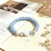 Ocean Blue Bracelet Women Korean Simple Small Design Daily Exquisite Beaded Camellia Jewelry Gentle Wear Style