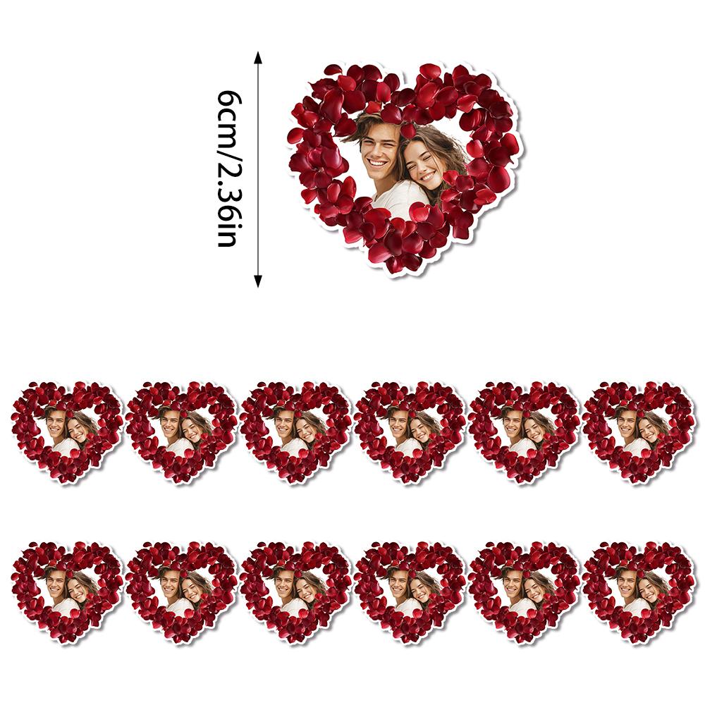 

Персонализированная наклейка в форме сердца с красной розой и фото, символ 1-й годовщины, романтическое украшение для подарка, принадлежности для Дня святого Валентина 22pcs