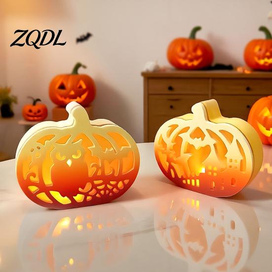 DIY Pumpkin Box Mold 1 Set Halloween Lampshade Silicone Mold, Hollow Ambient Gypsum Cement Epoxy Resin Casting for Crafts