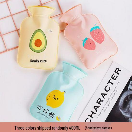 PVC Cartoon Plush Hot Water Bottle - Removable, Washable, Explosion-Proof Hand and Foot Warmer