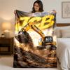 JCB Print Flannel Blanket Cozy Warm Plush Throw Blanket For Bed Sofa Couch Indoor Household Use