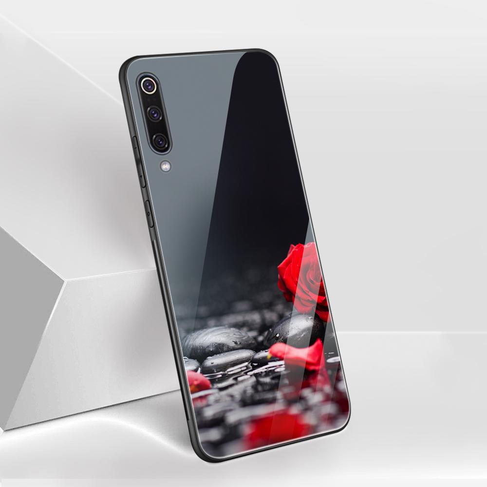 Capa de vidro com flor de rosa para Xiaomi Redmi Note 12 11 8 9 10 7 8A 10 9S 9C 10C Note 10 Pro 11T Pro Poco X3 F3 Mi 10 Pro Funda Capa