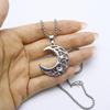 Heart & Moon Patchwork Pendant Titanium Steel Necklace for Couples