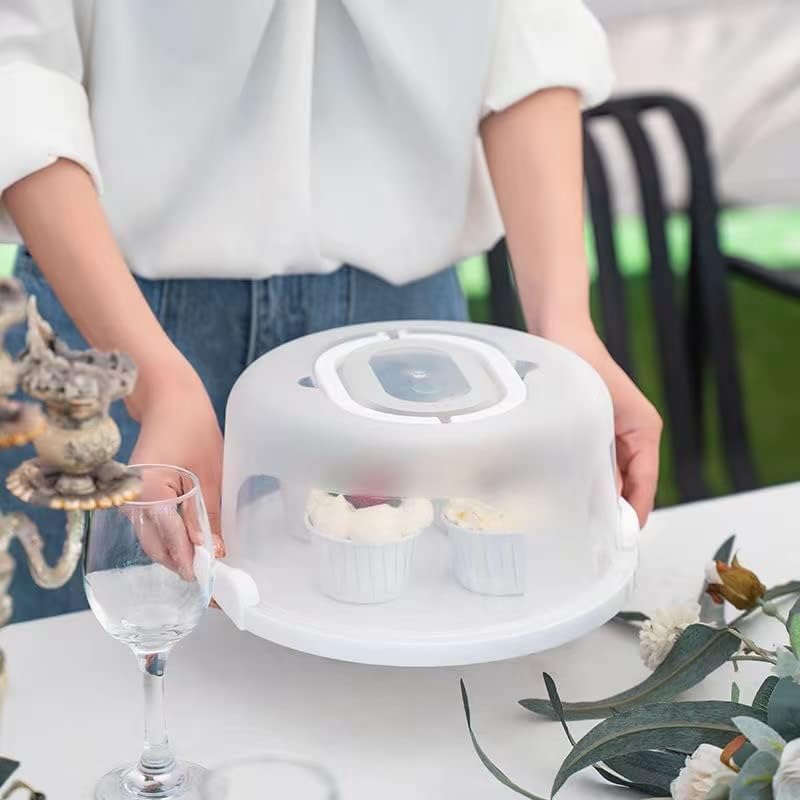 Velký 10palcový stojan na dort s držákem, víky a držadly, nádoba pro přepravu, podnos na dort s poklopem, kulatá kuchyňská nádoba na skladování muffinů