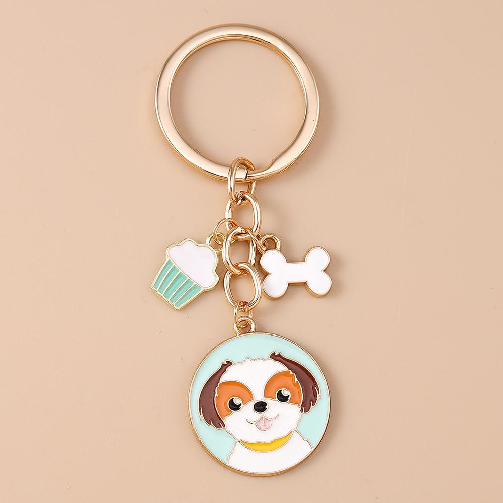 Cute Enamel Puppy Dog Keychain Cartoon Animal Key Ring Pendants for Women Girls Handbag Accessories DIY Jewelry Gifts