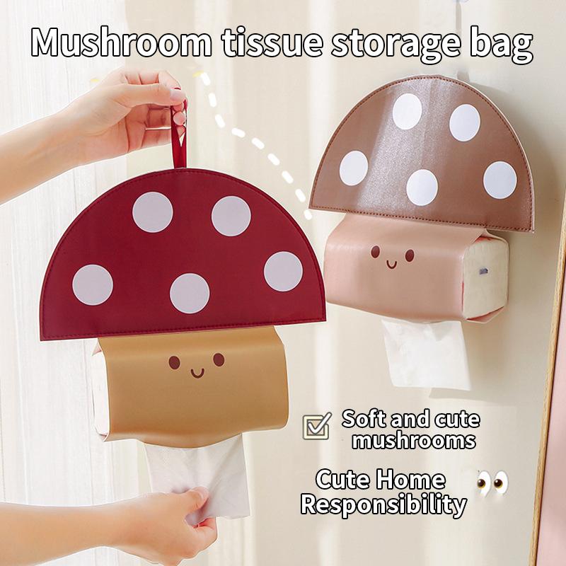 1/2ks Kreativní úložný box na kapesníky ve tvaru houby, Vodotěsný držák na kapesníky, Nástěnný kožený obal na kapesníky, Vhodný na stěnu pokoje