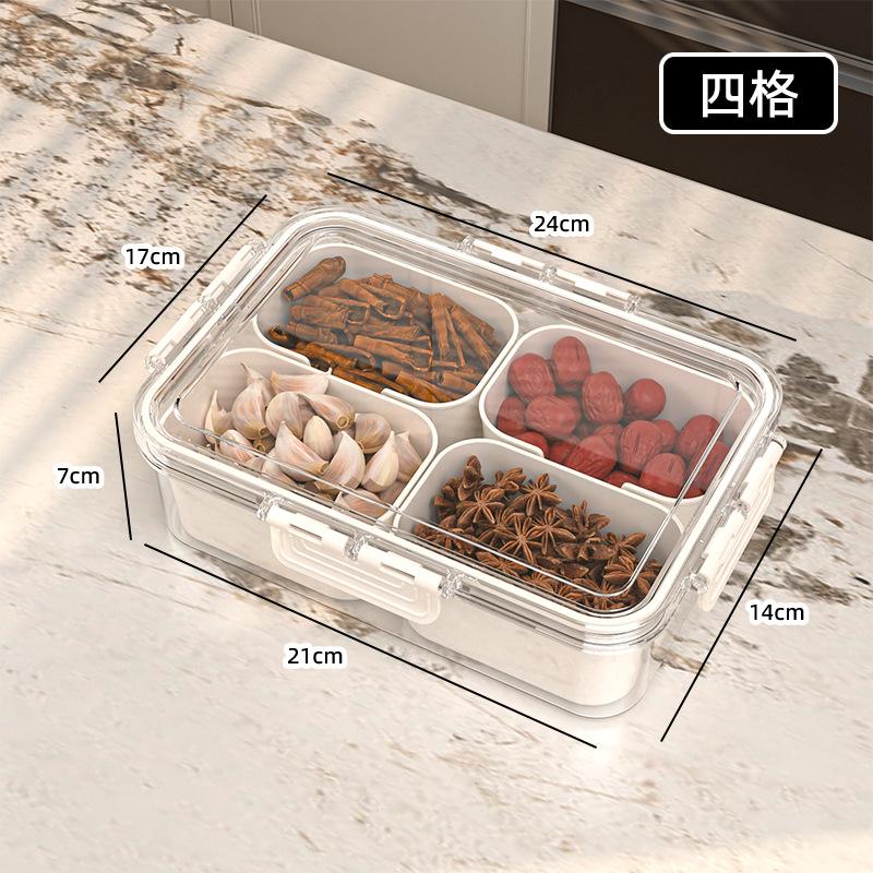 

Home Kitchen Spice and Seasoning Portioning and Freshness Preservation Box 4-point grid
