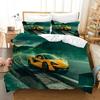 Sportwagen Bettbezug 3D Rennwagen Bedrucktes Bettwäscheset Queen King Size mit Zwei Kissenbezügen Herren Cool Polyester Für Bettdeckenbezug