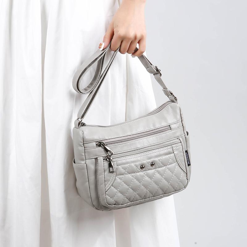 Women's Soft Leather Bag Vintage Mother Bag PU Large Capacity Middle-Aged Shoulder Crossbody Bag