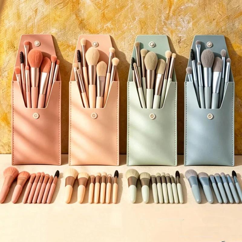 8 Pcs Premium Professional Makeup Brush Set Soft Synthetic Bristles Portable Pu Case For Daily Use Travel And Beauty Enthusiasts