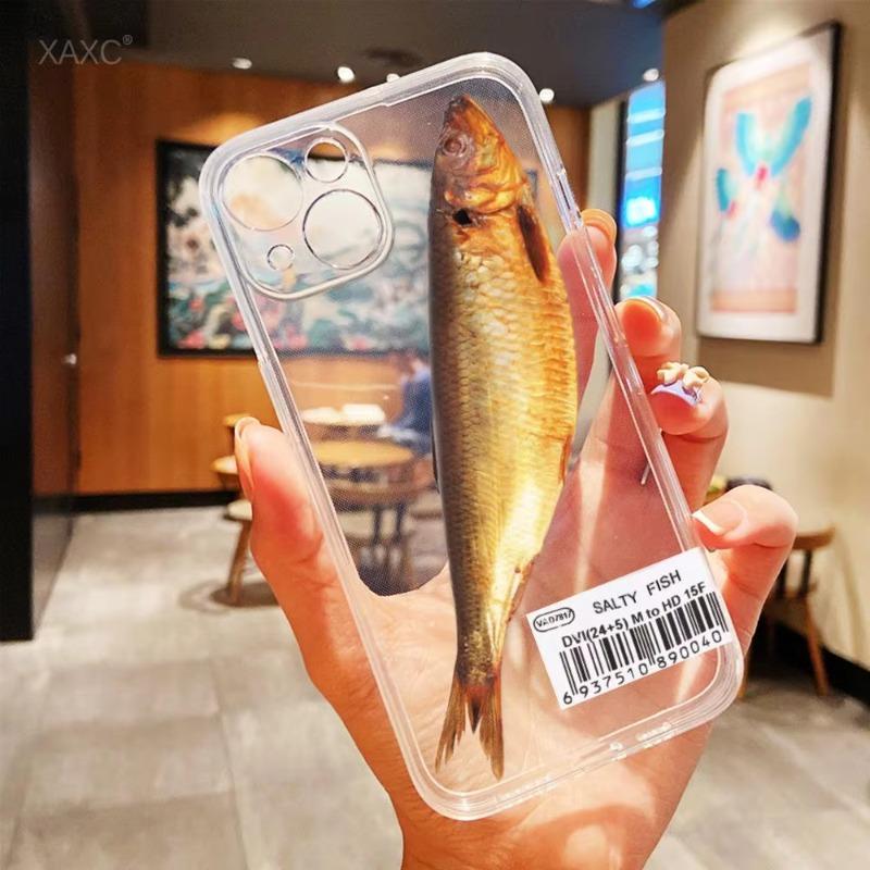 Funny Salted Fish Pidan Kobe Beef Phone Case For iPhone 16 15 11 12 14 13 Pro Max Mini X XSMax XR 7 8 Plus SE4 16e Silica Covers