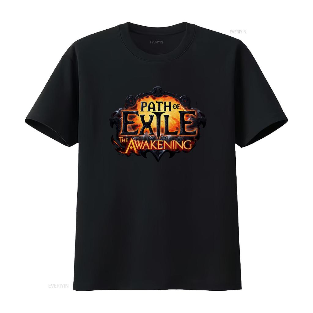 Men S Path of Exile The Awakening Video Game Promo T Shirt 4XL XXXXL Design Gaming Vintage Washed Versatile Slightly Fashion