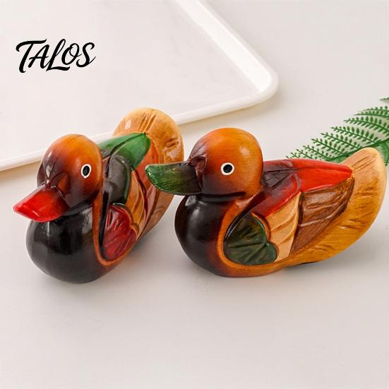 Warm Romantic Room Accent 1 Pair Wedding Ducks Ornament, Hand-Painted Wooden Mandarin Duck Statues, Color Lasting Vivid Statue Garden Bird Statue,