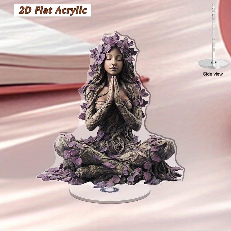 2D Flat Rotating Acrylic Desktop Decor Forest Goddess Design Table Figurine Meditation Goddess Home/Office Decoration Perfect Gi