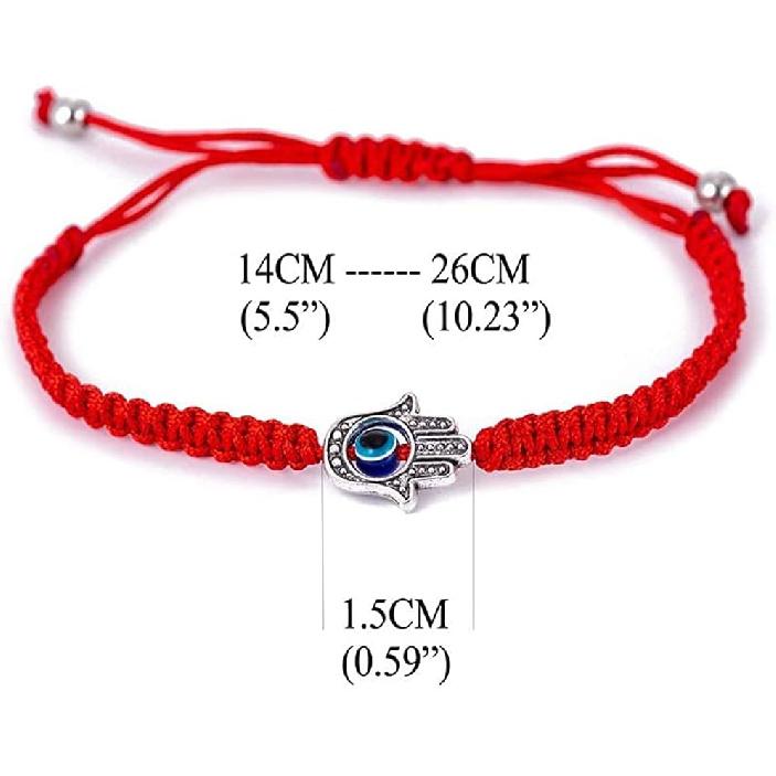 MagiDeal Красная нить Каббала Амулеты Глаз Фатимы Браслеты для защиты и удачи Регулируемый Ручная работа Красный шнур Нить Браслет дружбы Амулет