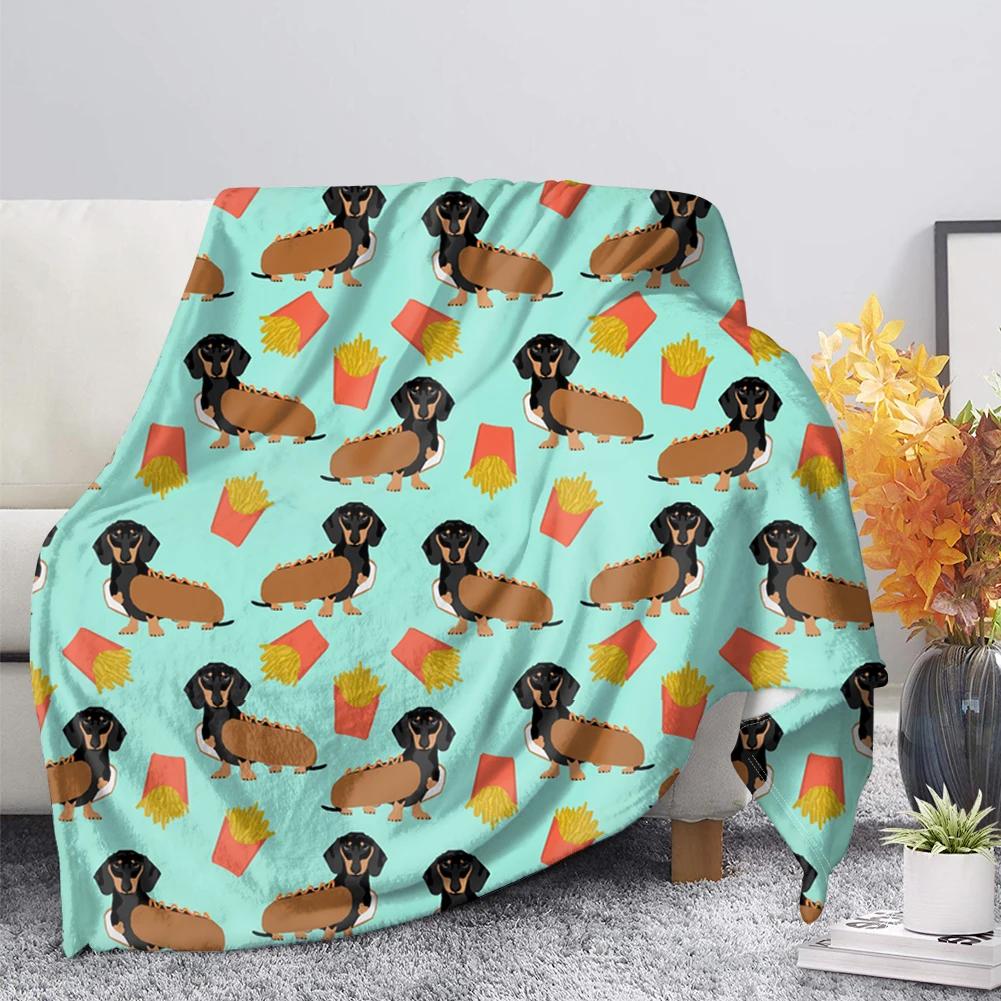 Dachshund Blanket Fluffy Soft Warm Sausage Dog Throw Blankets for Bed Sofa Lightweight Plush Sheet Bedspread Flannel Cozy Cover