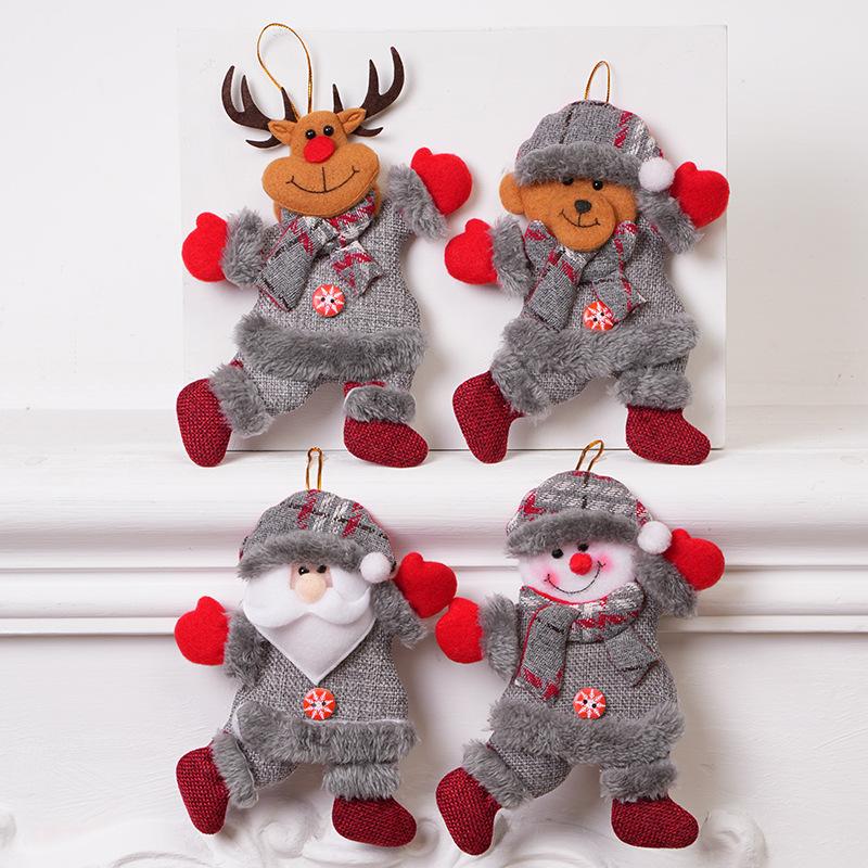 

4pcs Cute Cartoon Christmas Plush Hanging Ornaments Smiling Santa Snowman Christmas Tree Decorations Festive Party Home Decor 13x18cm