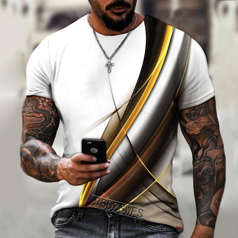 Tie Dye 3D Printed Short Sleeved T-shirt Summer Breathable Polyester Simple Round Neck Top