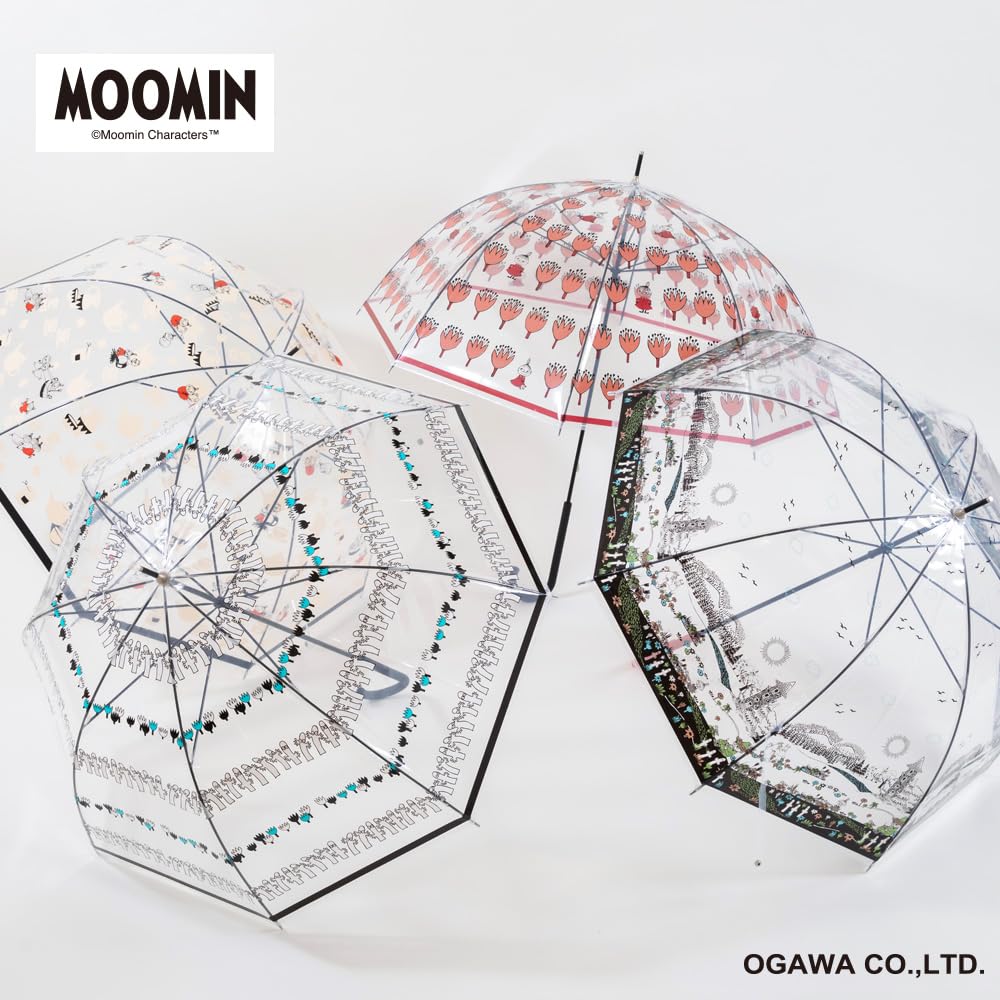 Ogawa Moomin Vinyl Manual 59 Little 72065 Women's Umbrella, Long, Opening, cm, My/Flower Design,