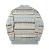 Li-Ning Loose V-Neck Single-Breasted Striped Printed Long Sleeve Knit Sweater Unisex Sweater Stone-Blue-Gray AMBT133-1