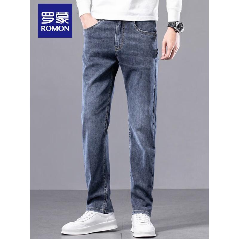 ROMON Men's Stretch Straight-Leg Casual Jeans