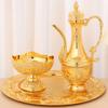 European Wine Set,Alloy Home Wine Pot Wine Glass Bowl Set, Exquisite Golden Wine Glass, Wine Pot Wedding Room Decoration, 1Set