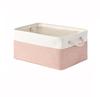 1pc Linen Fabric Storage Basket Two Colors Foldable Sundries Storage Box with Handle Large Capacity Uncovered Clothes Basket