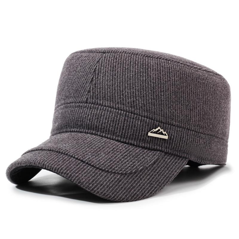 Men's Winter Hat Middle-Aged and Elderly Warm Wool Flat Cap Dad Baseball Cap Thick Cap