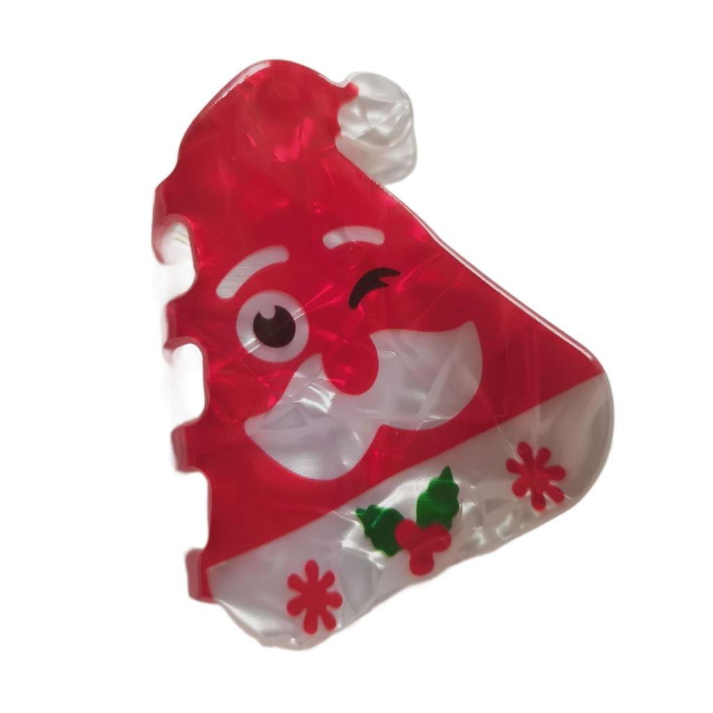 Acrylic Red Cap Claw Clip Bearded Santa Claus Snowman Hairpin Cute Christmas Hair Claw  Party