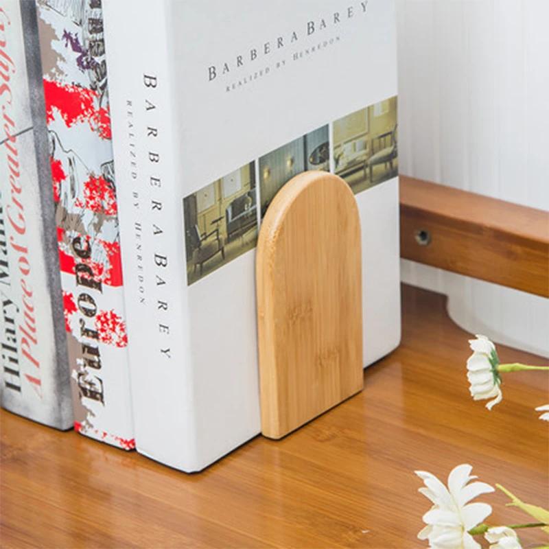 Nature Bamboo Desktop Organizer Bookends Book Ends Stand Holder Shelf Bookrack for use