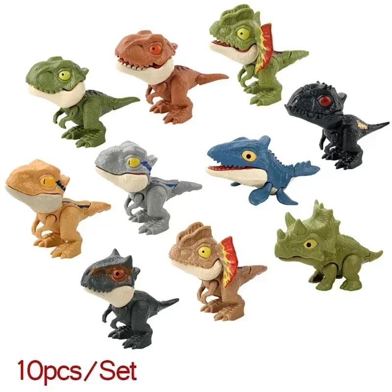 5/10pcs Finger Dinosaur Anime Action Figures Toy Funny Dino Eggs Interactive Biting Hand Creative Tricky Tyrannosaurus Model Toy
