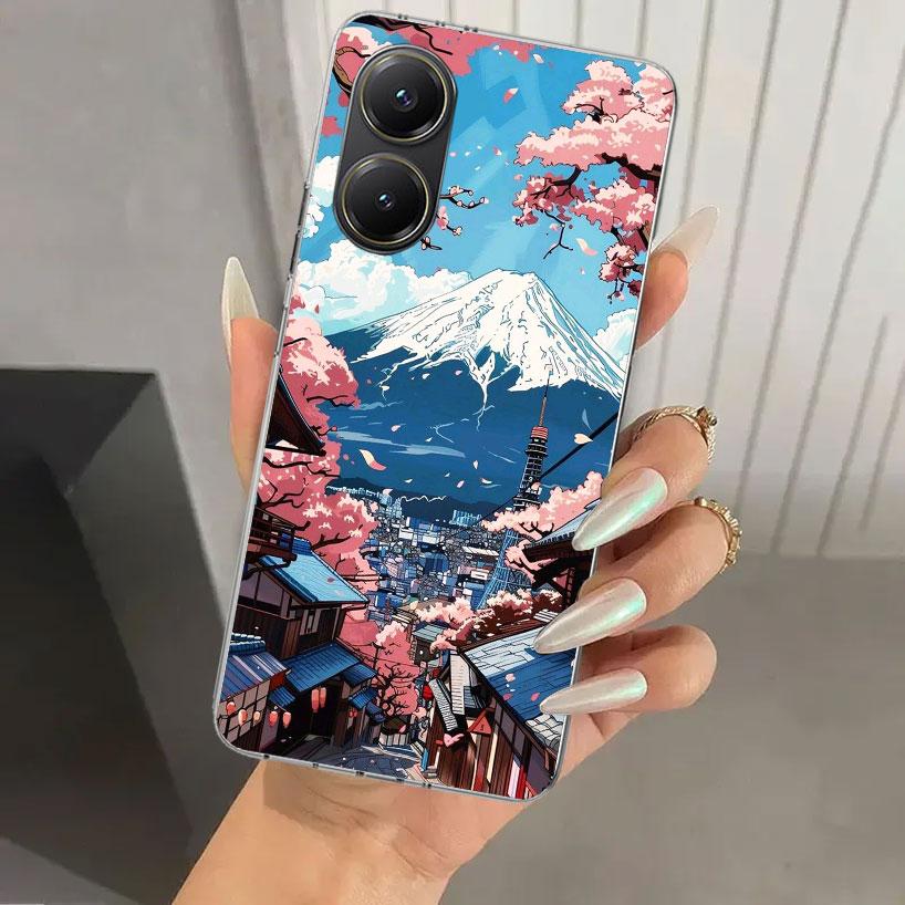 Japanese Cherry Mount Fuji Phone Case for Xiaomi Poco X5 X6 X7 Pro F7 Ultra M7 Redmi 15 15C 13 13C 12 12C 10 10A 10C 9 9A 9C 9T