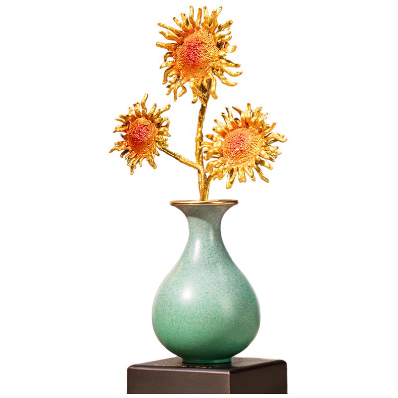 Zhu Bingren Copper Burning Sunflower Sculpture