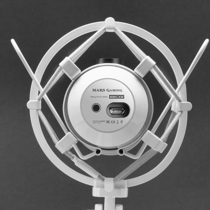 Microphone Studio - Mars Gaming - MMICX - Blanc - USB Plug &amp; Play - Haute Définition