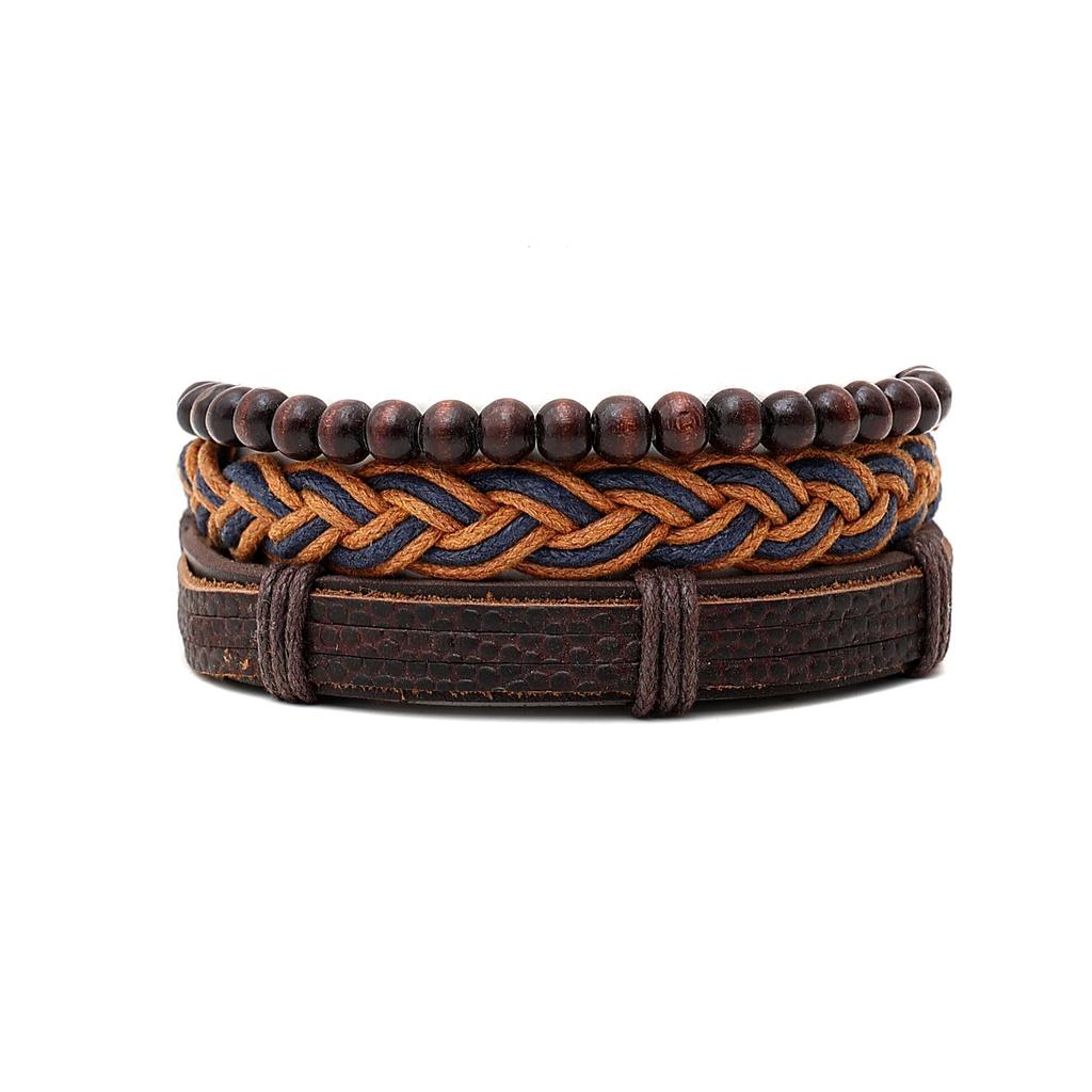 Retro Ethnic Style Woven Cowhide Bracelet DIY Set for Men