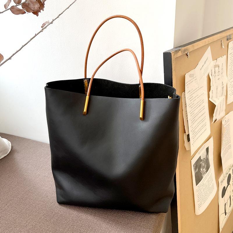 Vegetable tanned leather women's bag substitute handbag large capacity commuter tote bag niche shoulder handbag bag