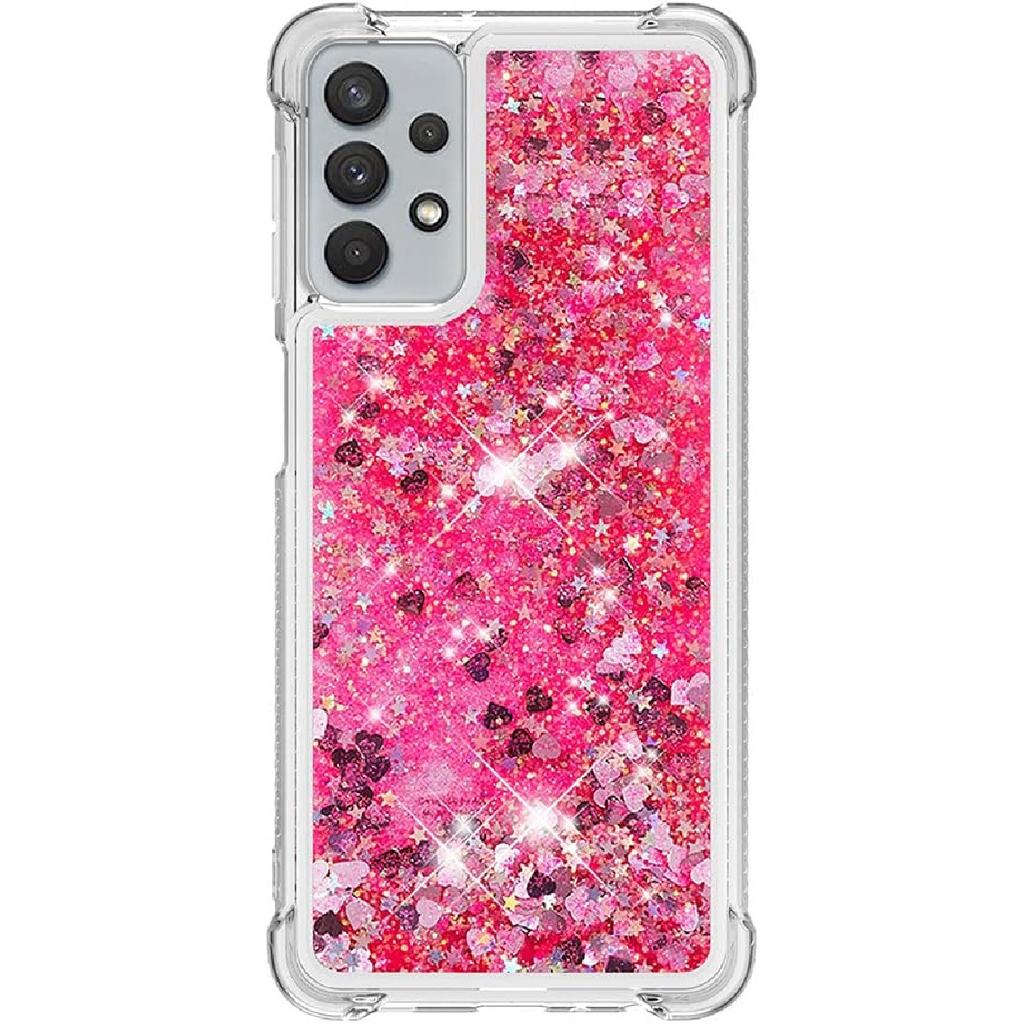 Compatible with Samsung Galaxy A32 5G Case Glitter Cute Clear Phone Case Floating Quicksand Shockproof Protective Bumper Silicone TPU Case for
