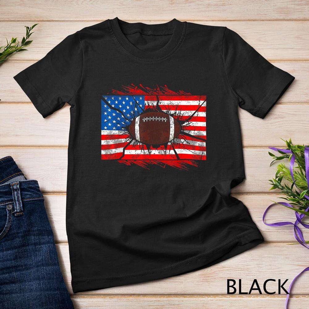Patriotic Football 4th of July American Flag Boys Unisex T-shirt