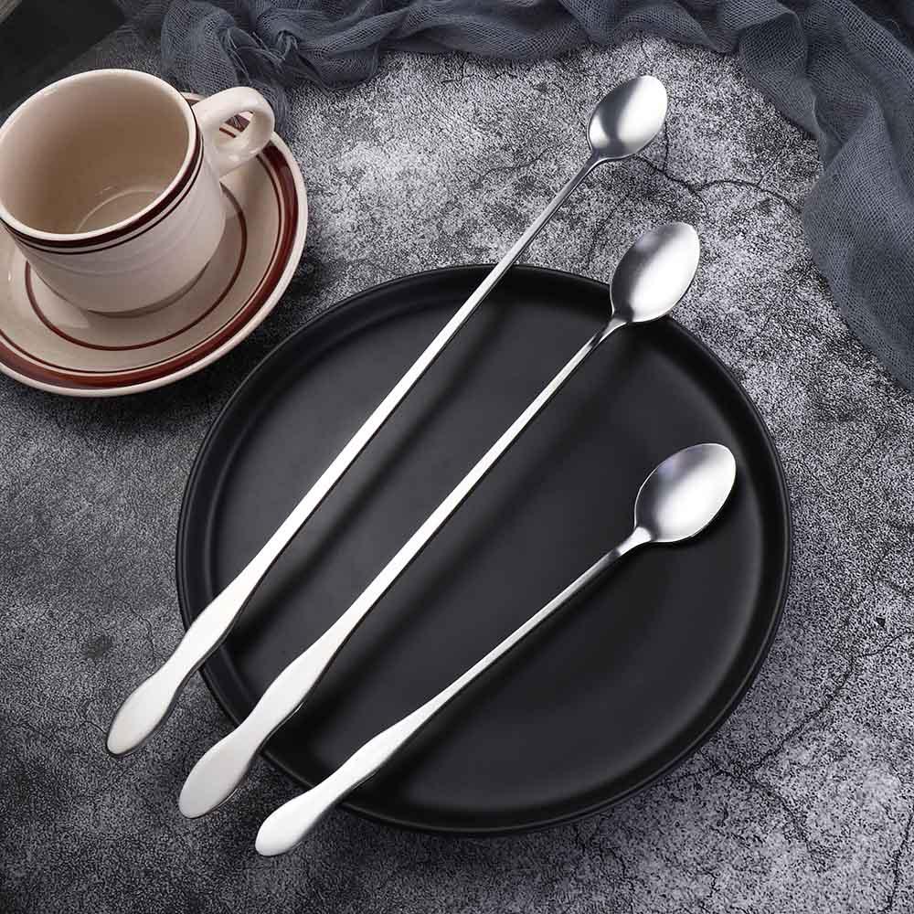 Stainless Steel Long Handle Ice Tea Teaspoon Cocktail Stirring Tool Mixing Stirrers Bar Spoon