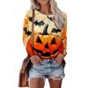Women's Autumn and Winter 3D Printed Crew Neck Long Sleeve T-Shirt Fashion Versatile Trend Breathable Casual