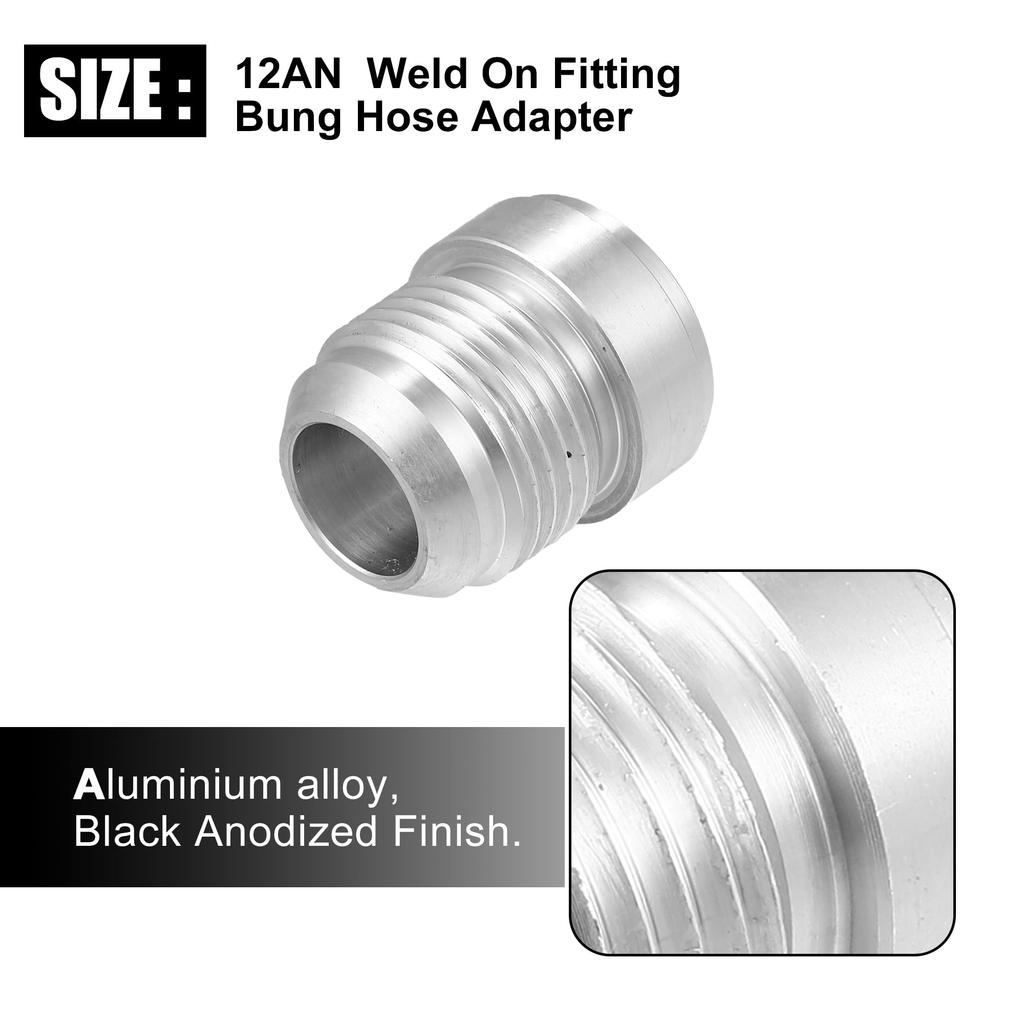 uxcell Car Auto 12AN Male Welding Fitting Plug Hose Adapter, Fuel , Aluminum Alloy, Silver Tone, 4 Pieces