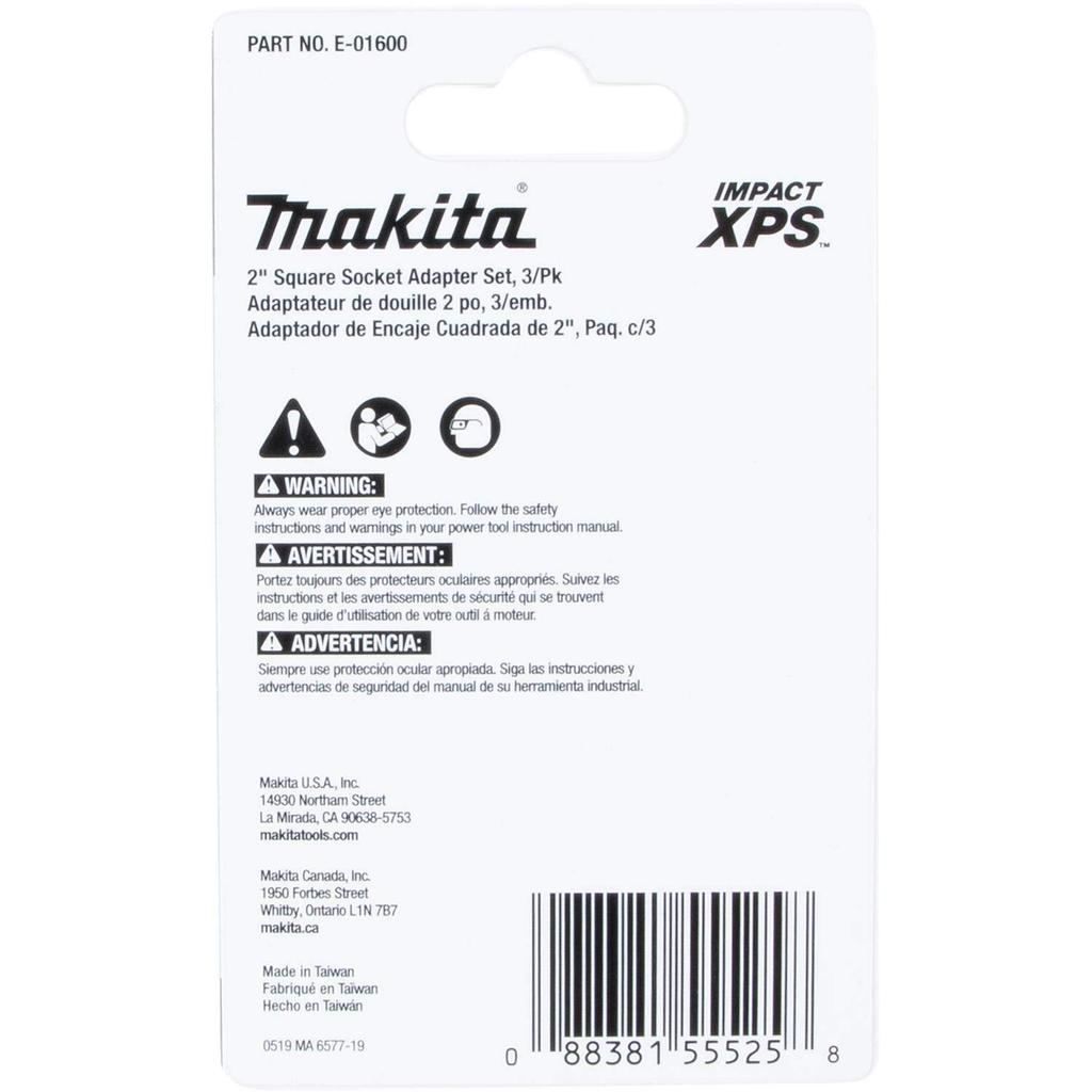 Makita ImpactXPS 3-Piece Square Socket Adapter Set E-01600